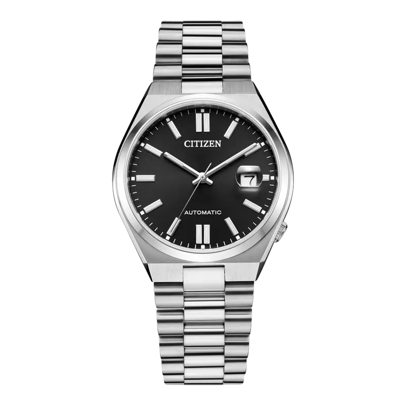 CITIZEN TSUYOSA SILVER CHAIN WITH BLACK DIAL