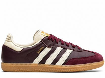 adidas Samba OG – Maroon / Cream White / Gold Metallic